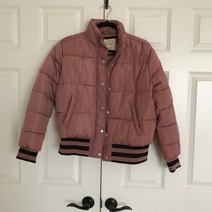 Dark Rose Bomber Jacket with black stripe detail